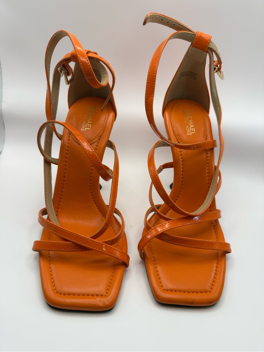 Michael Kors Orange Patent Strappy High Heel Sandals